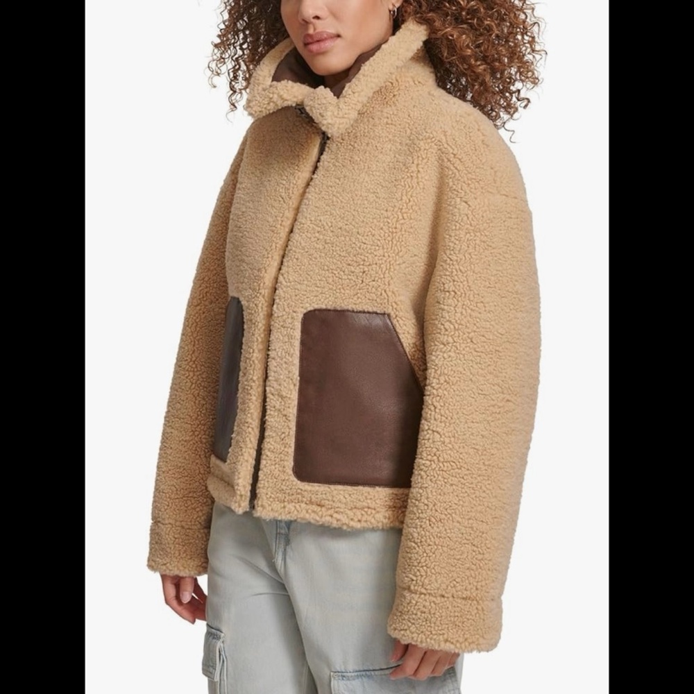 Levi's Cream and Brown Teddy Jacket